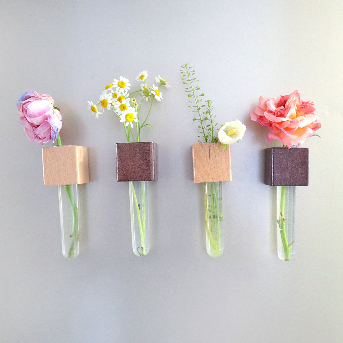 Kitsville Mini Vase Magnets – Beech & Walnut (Set of 2)