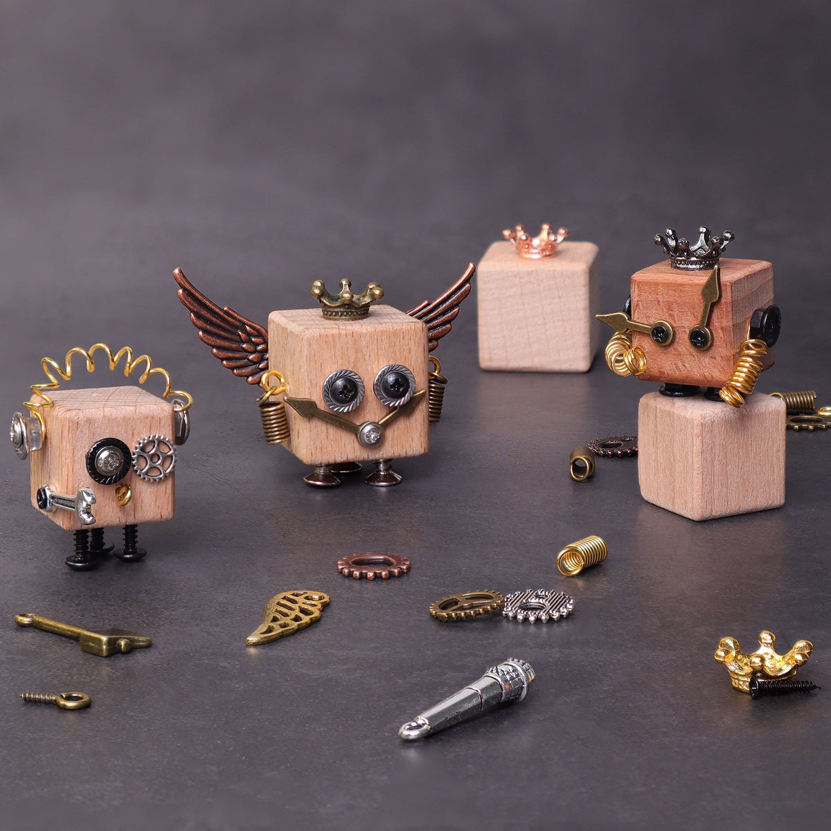 Kitsville Timberbot Kit – Build 2 Wooden Robots – Wooden DIY Craft Kit