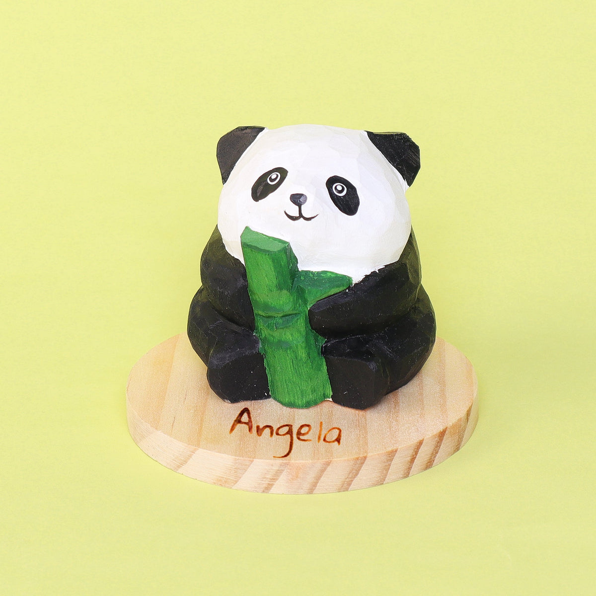 Kitsville Hand-Carved Wooden Panda Figurine