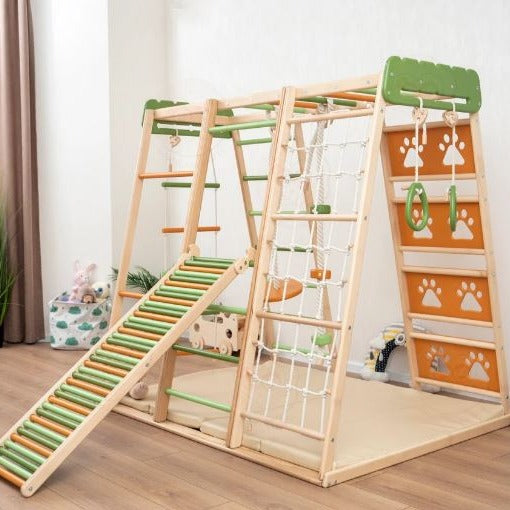 Wood and Hearts Eco-Friendly Natural Wooden Climbing Indoor Playground Jungle Gym