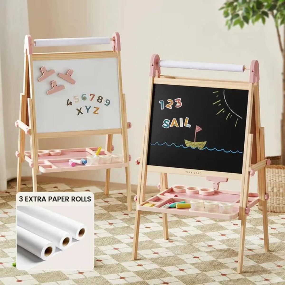 Tiny Land Magnitales Double-Sided Art Easel & Paper Roll Set