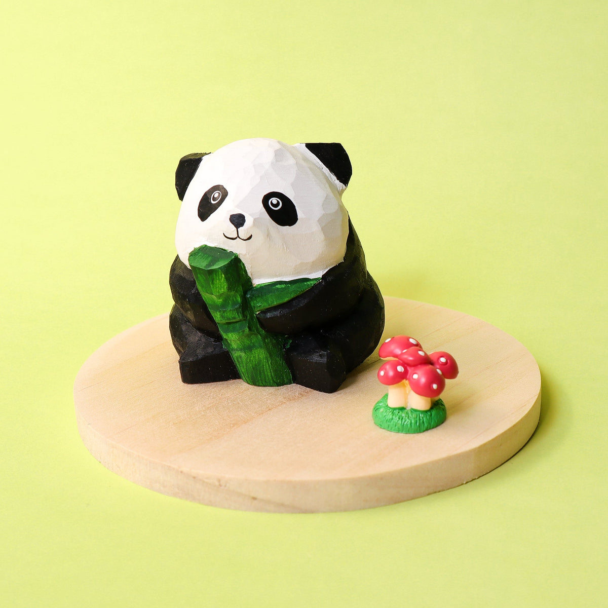 Kitsville Hand-Carved Wooden Panda Figurine