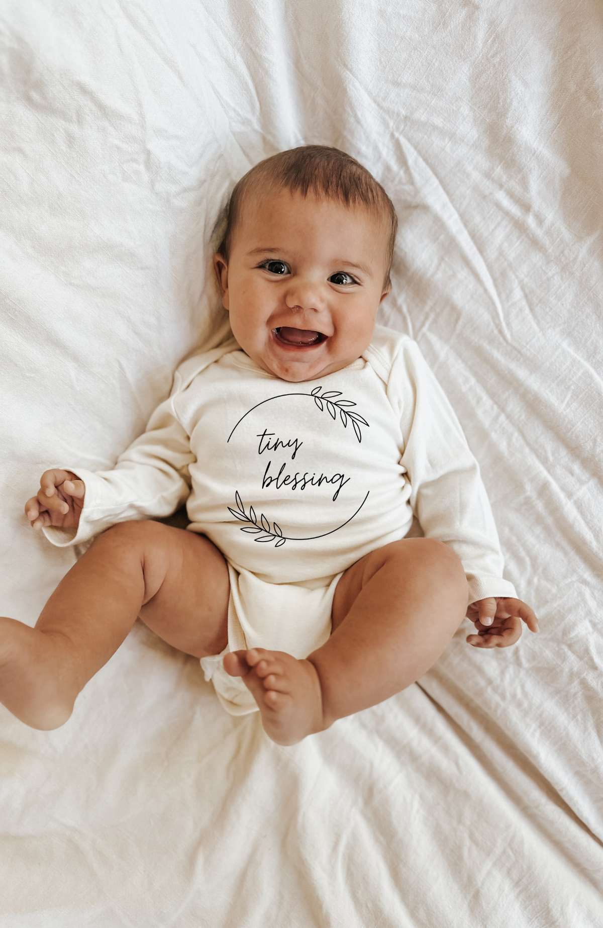 Tiny Blessing Organic Cotton Baby Bodysuit – Long Sleeve, 0–24M