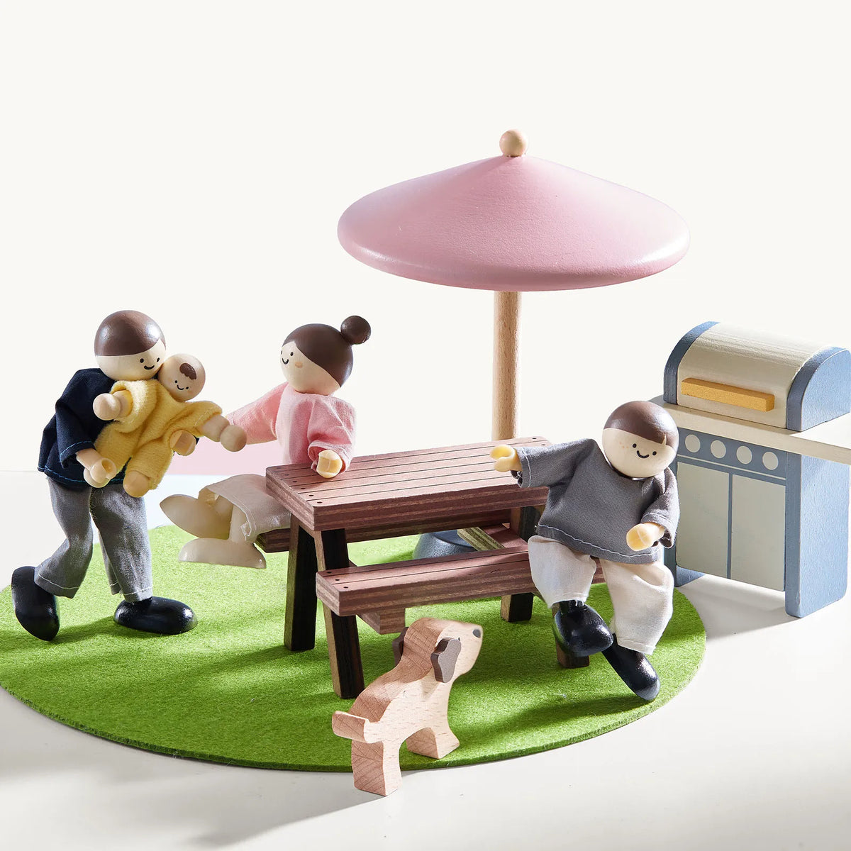 Tiny Land® Sweetwood Edge Wooden Dollhouse with Furniture – 3-Story 1:12 Scale Dollhouse, Green or Pink, Ages 3+