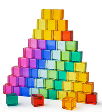 Load image into Gallery viewer, 100 Pcs Rainbow Translucent Lucite Cubes Set with Storage Tray
