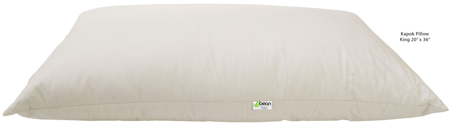 Organic Kapok Sleep Bed Pillows with 100% Organic Cotton Fabric - Plant Based Vegan