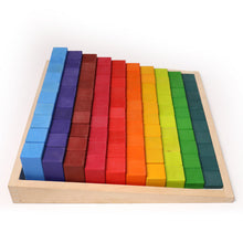 Load image into Gallery viewer, 100 Pcs STAINED Large Stepped Counting Wooden Stacking Building Blocks
