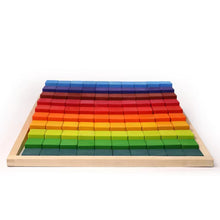 Load image into Gallery viewer, 100 Pcs STAINED Large Stepped Counting Wooden Stacking Building Blocks
