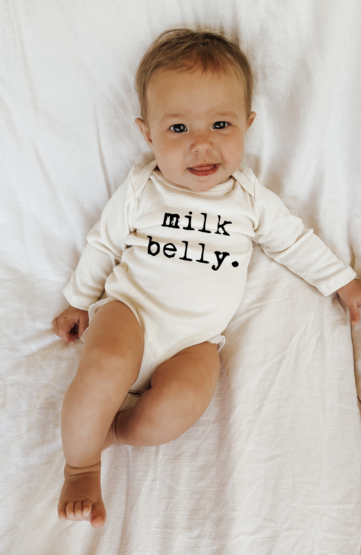 Milk Belly Organic Cotton Baby Bodysuit – Long Sleeve, 0–24M