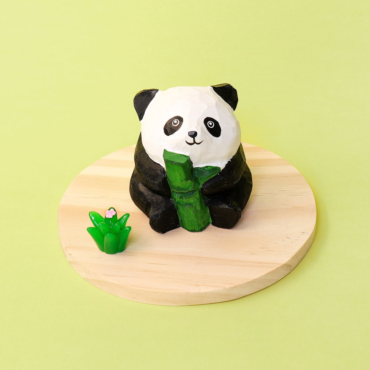 Kitsville Hand-Carved Wooden Panda Figurine
