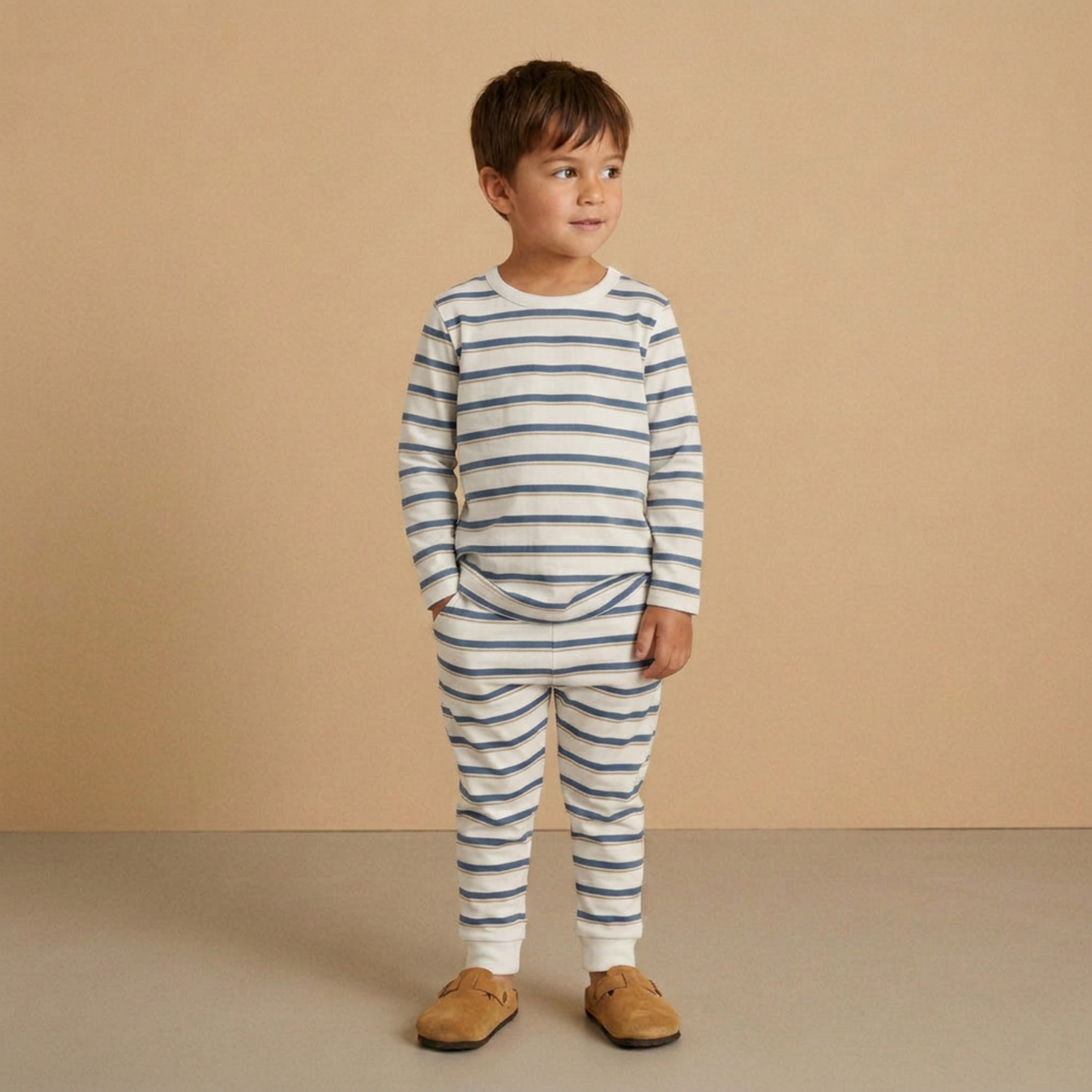 Organic Tee & Pants Set for Babies & Toddlers – Navy Stripe