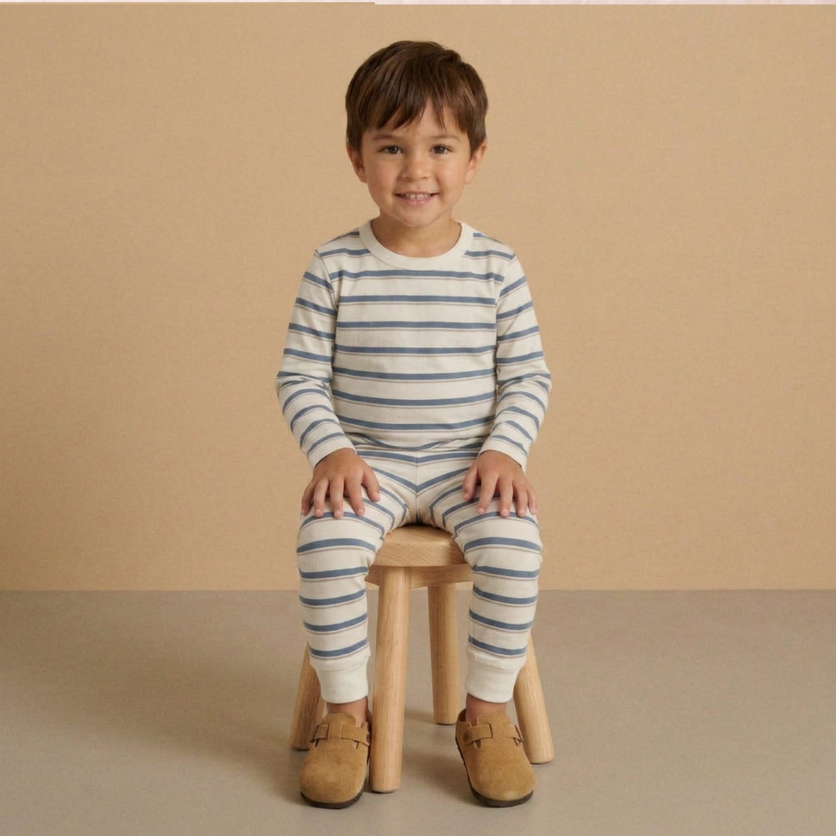 Organic Tee & Pants Set for Babies & Toddlers – Navy Stripe