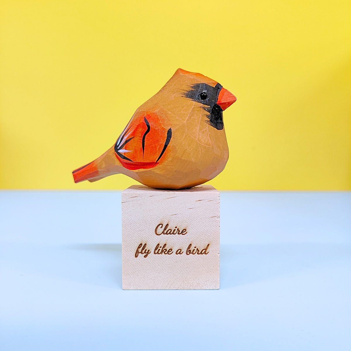 Kitsville Hand-Carved Wooden Cardinal Bird