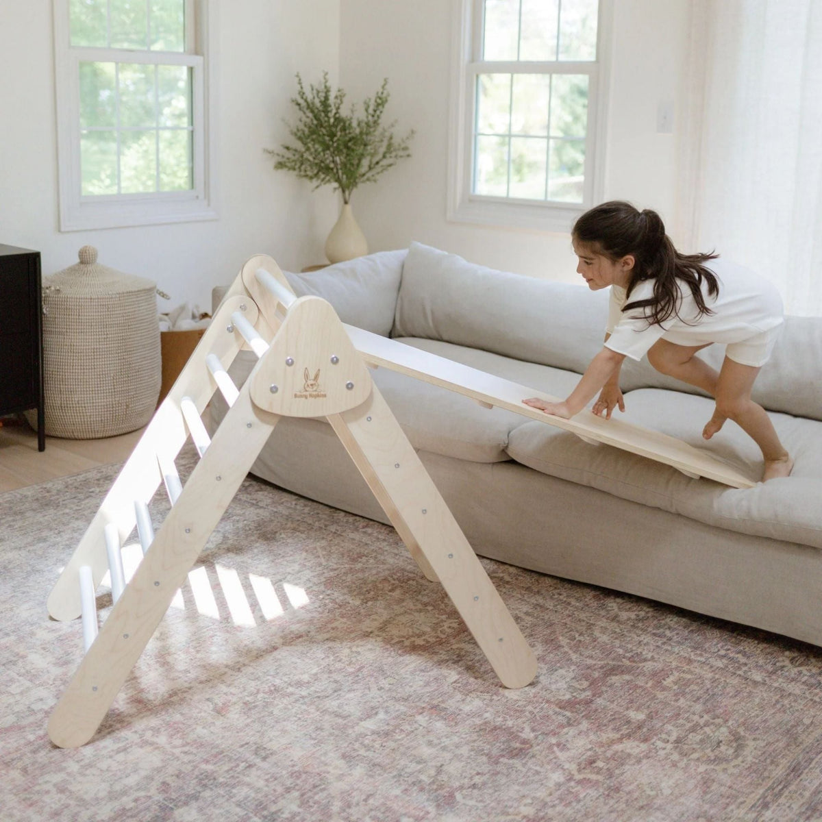 Bunny Hopkins Classic Climber Playset – Original Pikler Triangle with Reversible Ramp, Made in the USA
