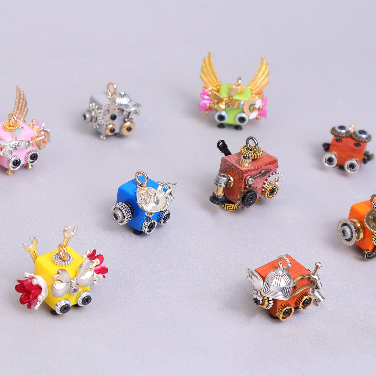 Kitsville Handcrafted Wooden Bot – Necklace, Keychain or Mini Decor