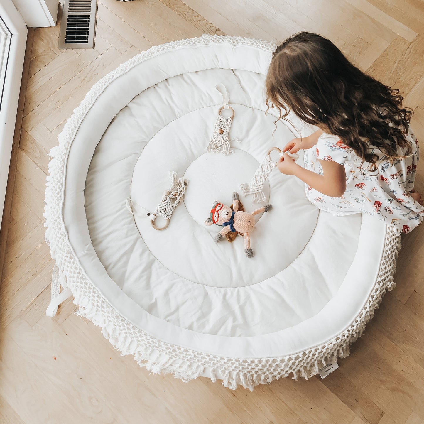 Finn + Emma Organic Cotton Macrame Round Baby Play Mat