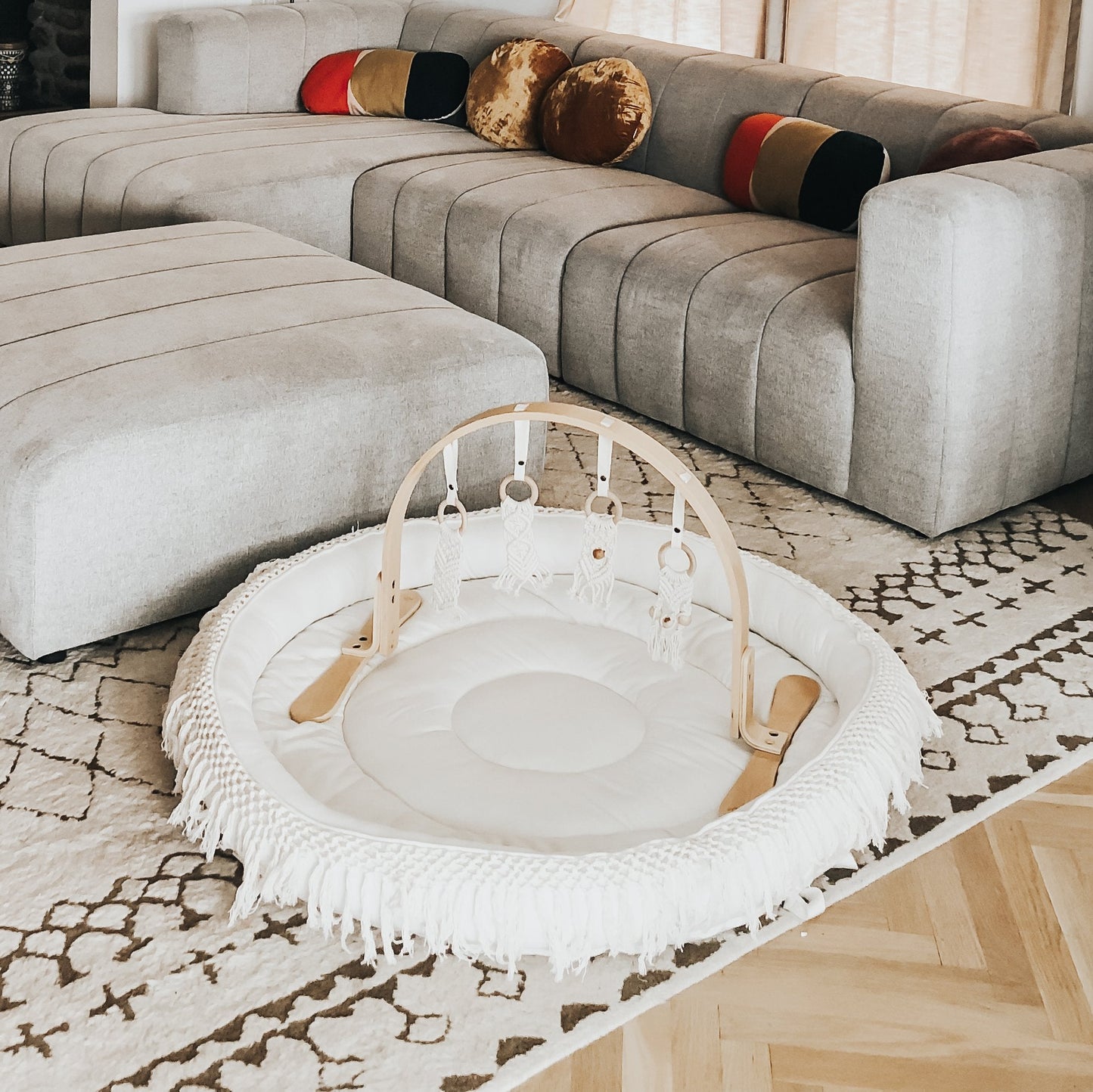 Finn + Emma Organic Cotton Macrame Round Baby Play Mat