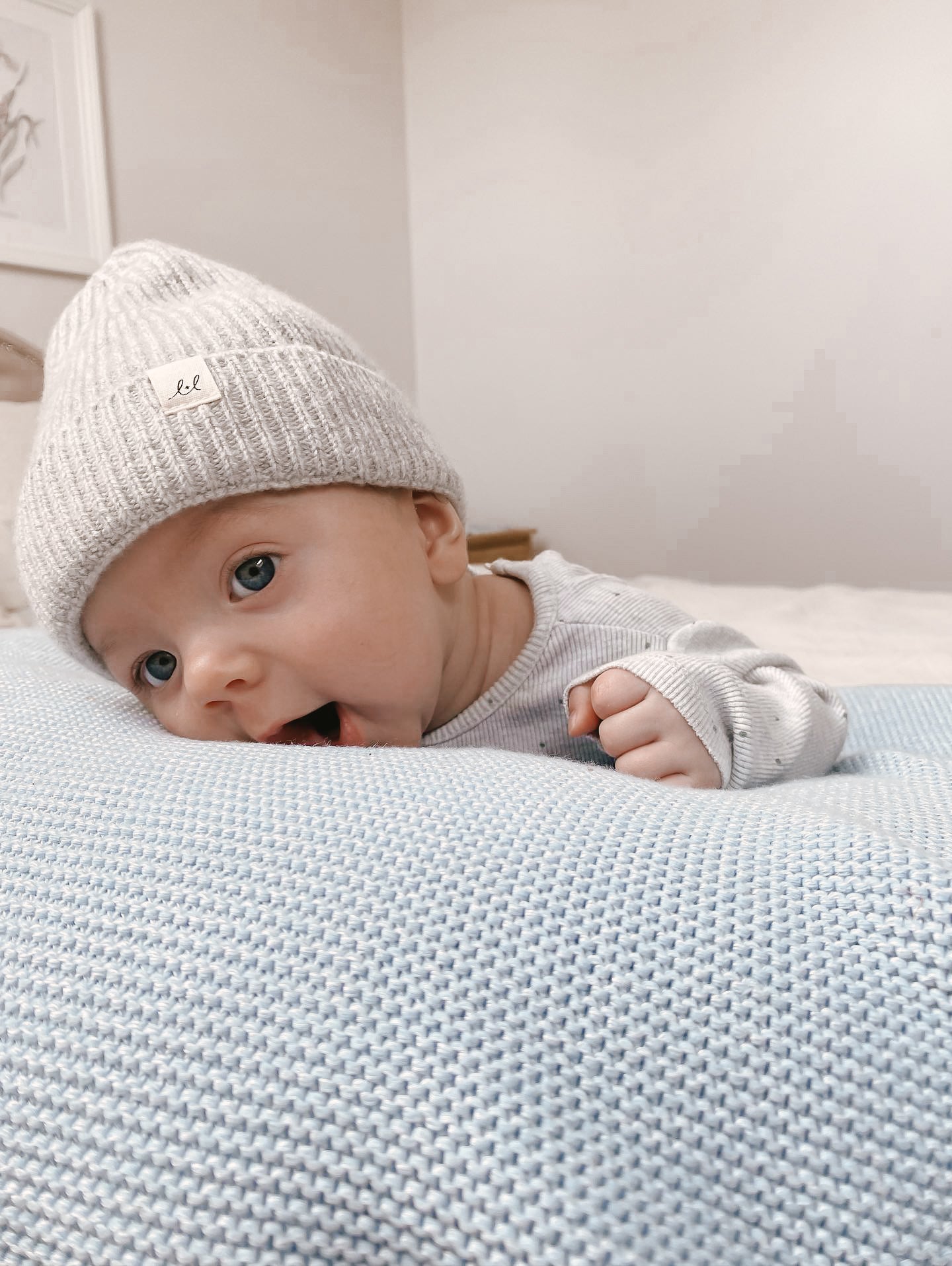 Luna + Luca Merino Wool Baby Knit Beanie - Heather Gray