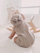 Load image into Gallery viewer, Luca + Luna Organic Cotton Cable Knit Baby Summer Romper - Heather Beige
