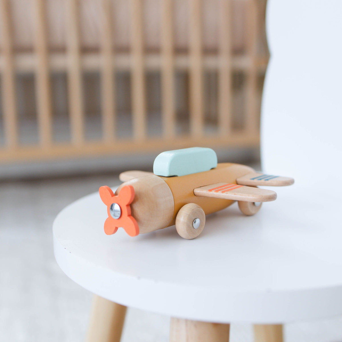 SpiritnSprout Wooden Toy Airplane with Spinning Propeller – Blue, Gold or 2-Pack, Ages 3+