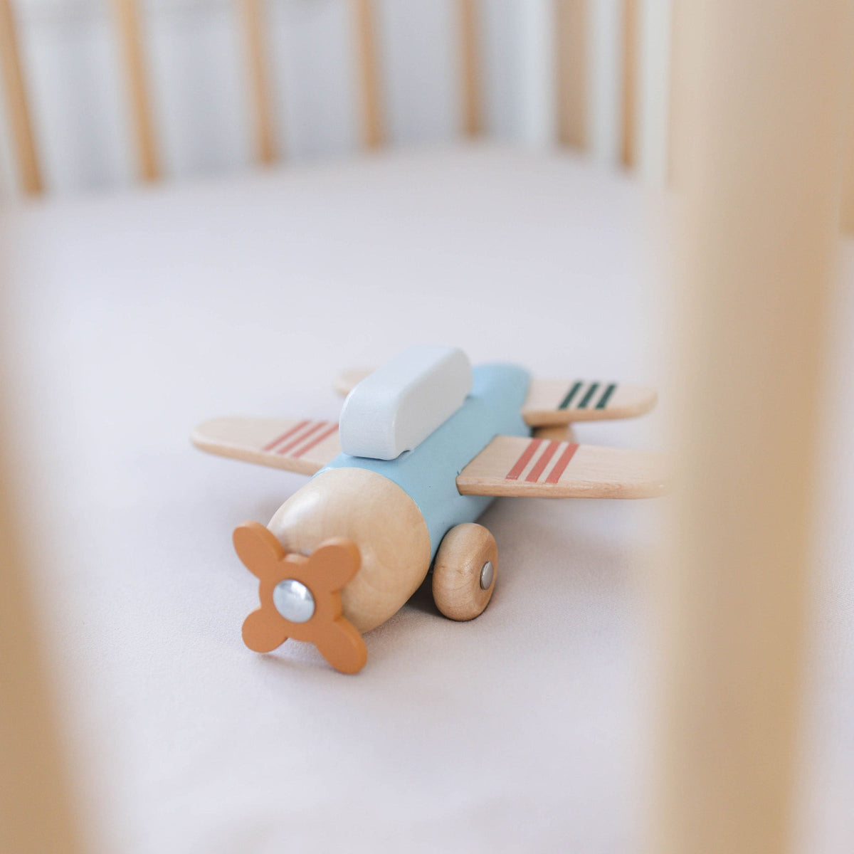 SpiritnSprout Wooden Toy Airplane with Spinning Propeller – Blue, Gold or 2-Pack, Ages 3+
