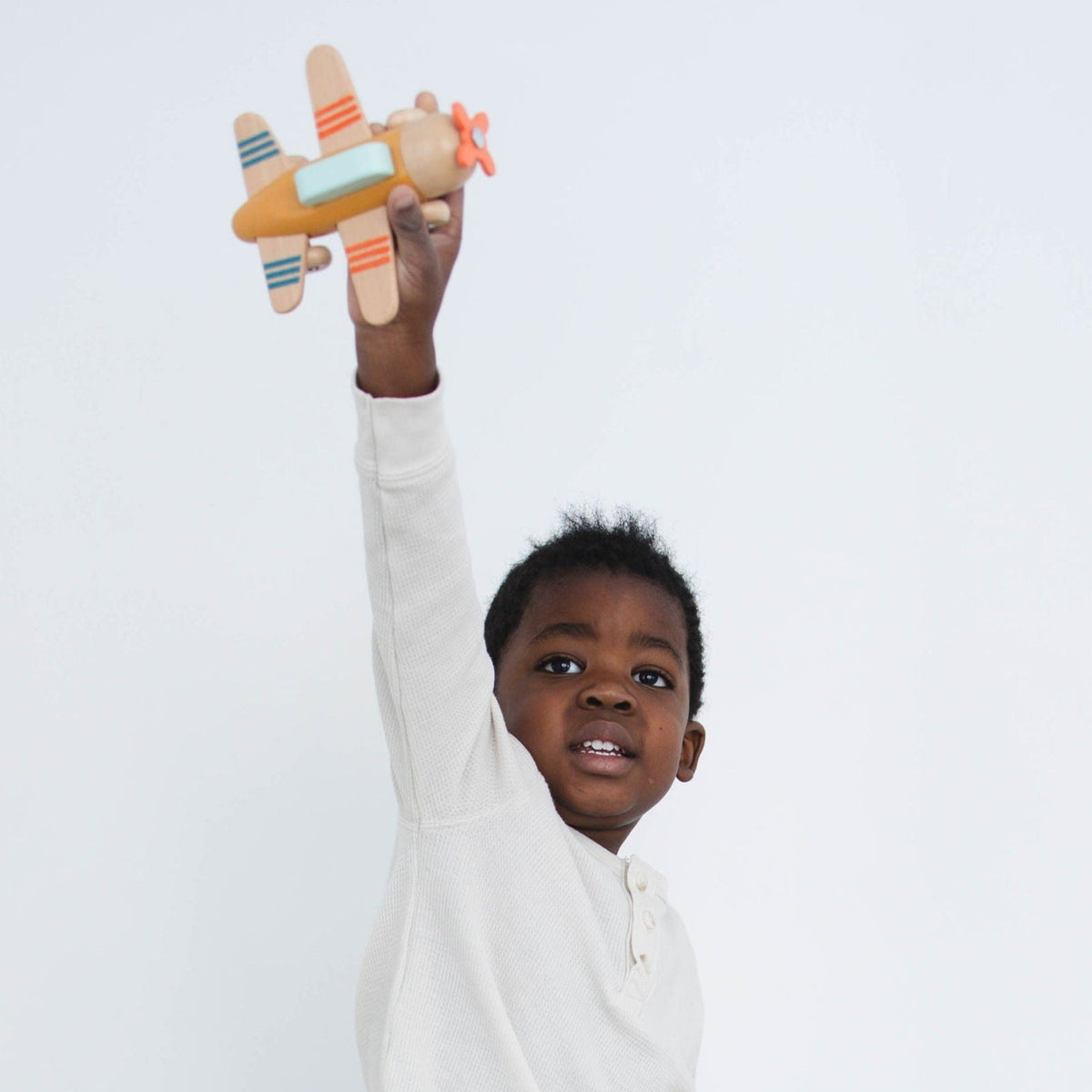SpiritnSprout Wooden Toy Airplane with Spinning Propeller – Blue, Gold or 2-Pack, Ages 3+
