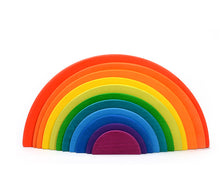Load image into Gallery viewer, 11 Pcs Large Wooden Rainbow Stacking Semi-circles Building Boards Set in Primary Colors
