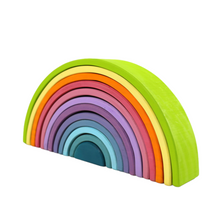 Load image into Gallery viewer, 12 Pcs Large Wooden Rainbow Stacking Blocks in Pastel/Macaron Colors
