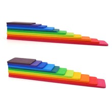 Load image into Gallery viewer, 11 Pcs Wooden Rainbow Rectangular Building Boards in Primary Colors
