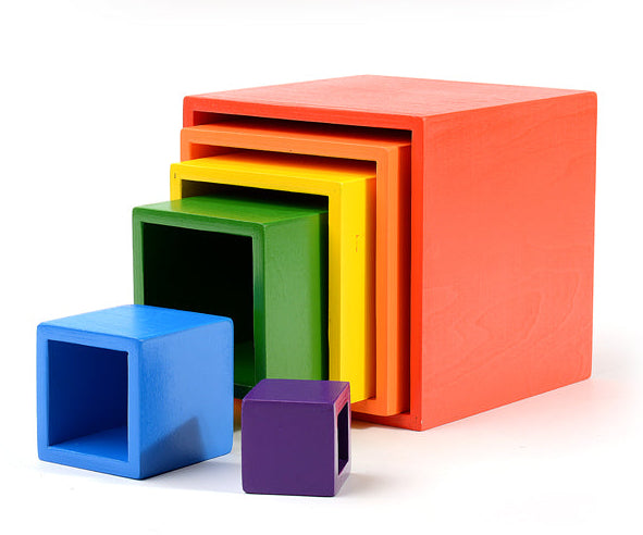 Green Elephant 6-Piece Rainbow Wooden Nesting Boxes – Stacking & Sorting Toy