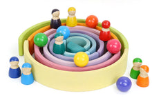 Load image into Gallery viewer, 12 Pcs Large Wooden Rainbow Stacking Blocks in Pastel/Macaron Colors
