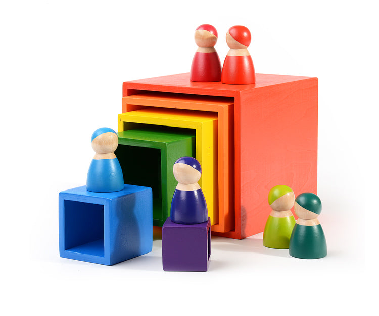 Green Elephant 6-Piece Rainbow Wooden Nesting Boxes – Stacking & Sorting Toy