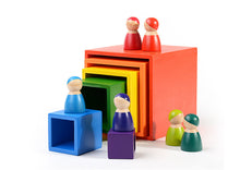 Load image into Gallery viewer, 12 Pcs Rainbow Wooden Peg Dolls in Primary Colors

