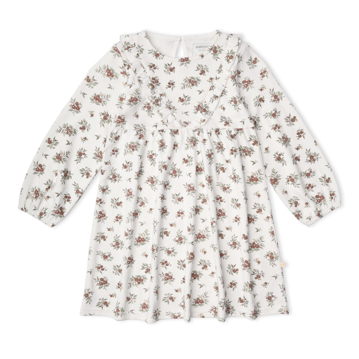 Organic Long Sleeve Ruffle V-Neck Dress for Babies & Toddlers – Winter Berry