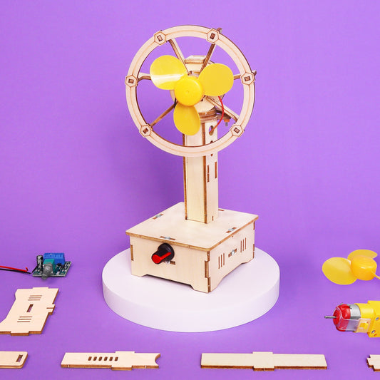 Kitsville Variable-Speed Oscillating Fan DIY Kit – Wooden STEM Building Kit for Kids
