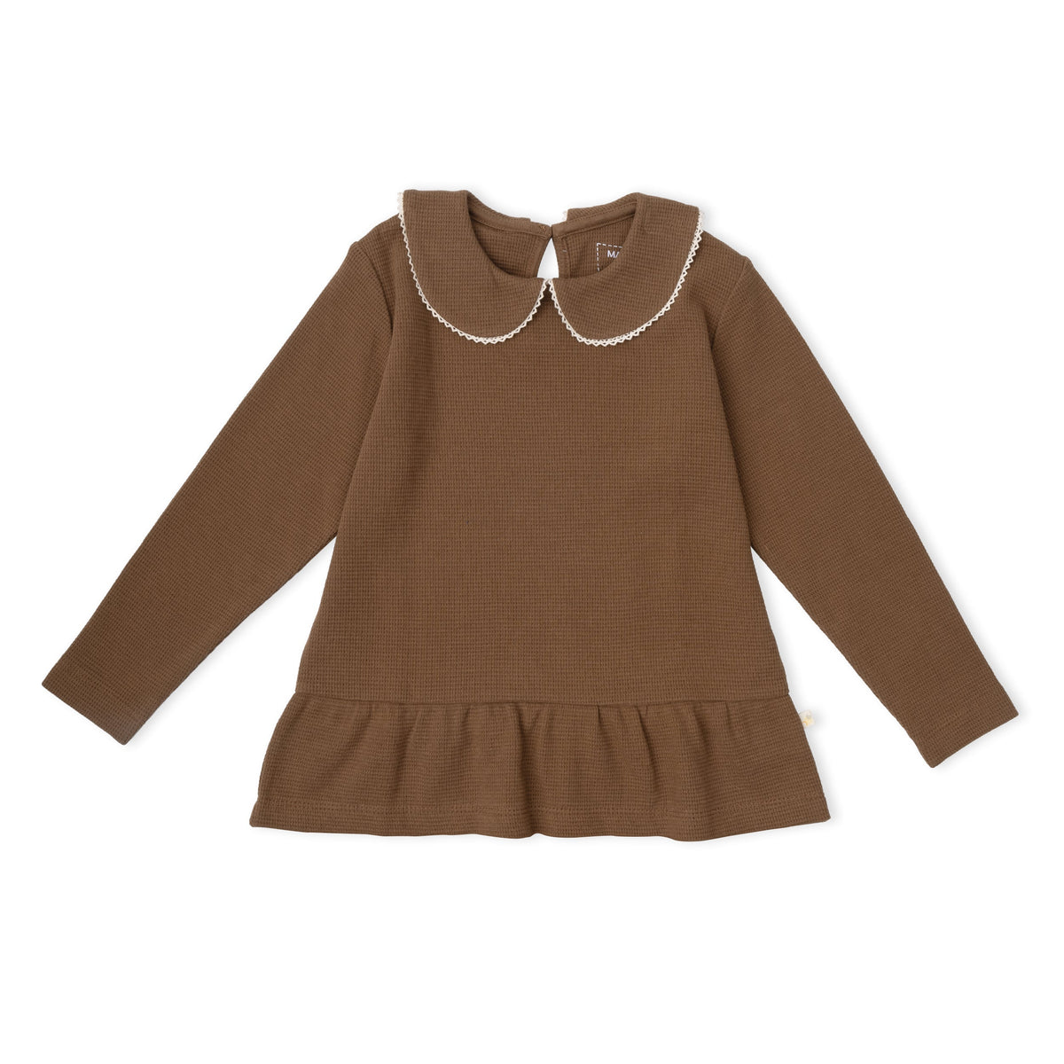 Organic Collar Peplum Tops, Set of 2 for Babies & Toddlers – Chestnut Bloom + Brown