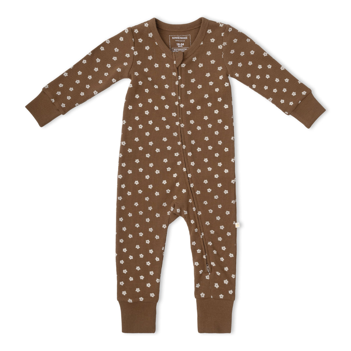 Organic Cotton 2-Way Zip Romper with Convertible Footies & Mittens for Babies – Chestnut Bloom