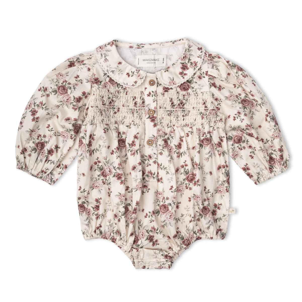 Organic Cotton Smocked Long Sleeve Bubble Romper for Babies – Wildrose