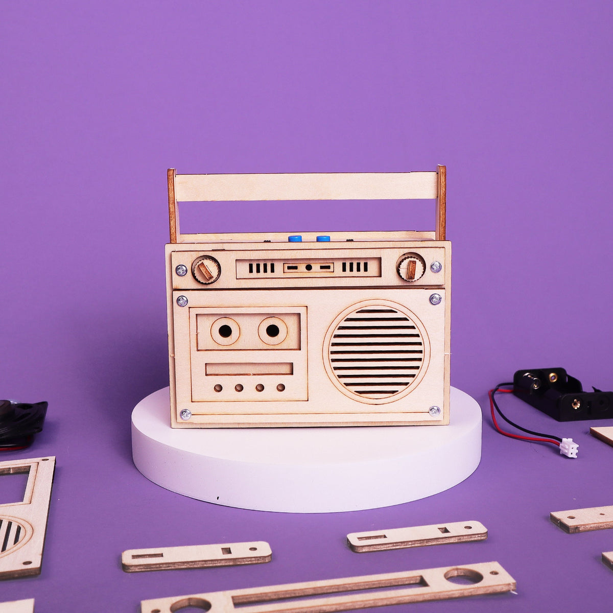 Kitsville 60-Second Voice Recorder DIY Kit – Wooden STEM Building Kit for Kids