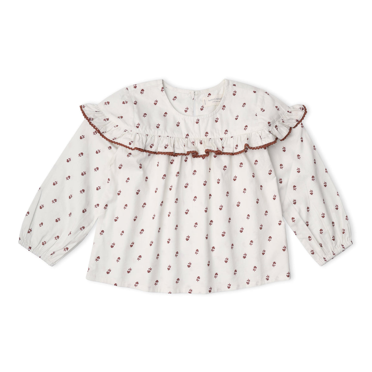 Organic Cotton Ruffle Button Blouse for Toddlers – Forest Scatter