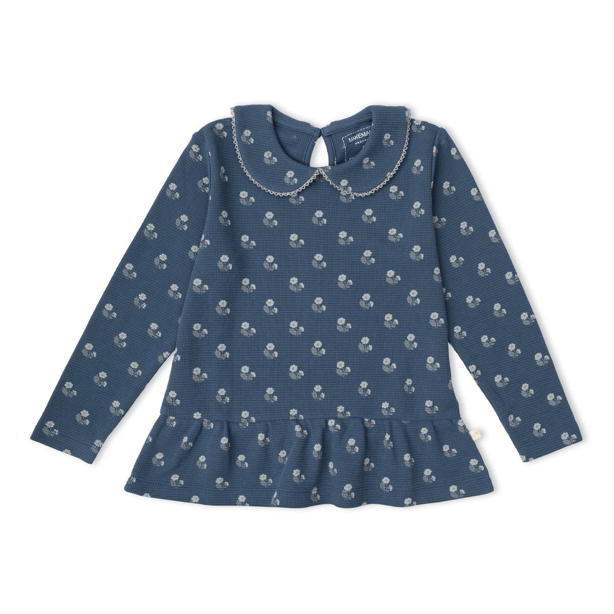 Organic Collar Peplum Tops, Set of 2 for Babies & Toddlers – Indigo Blossom + Navy