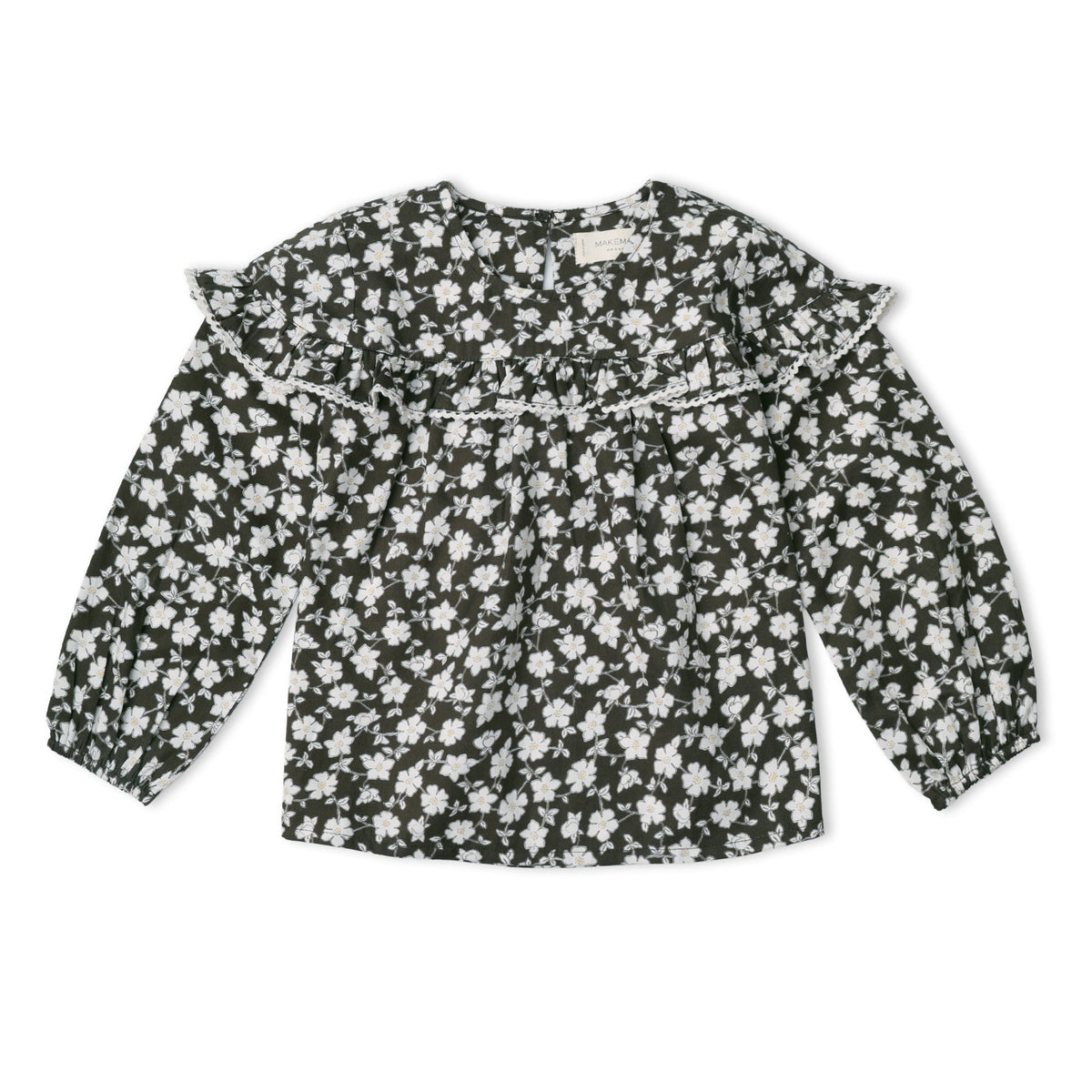 Organic Cotton Ruffle Button Blouse for Toddlers – Twilight Meadow