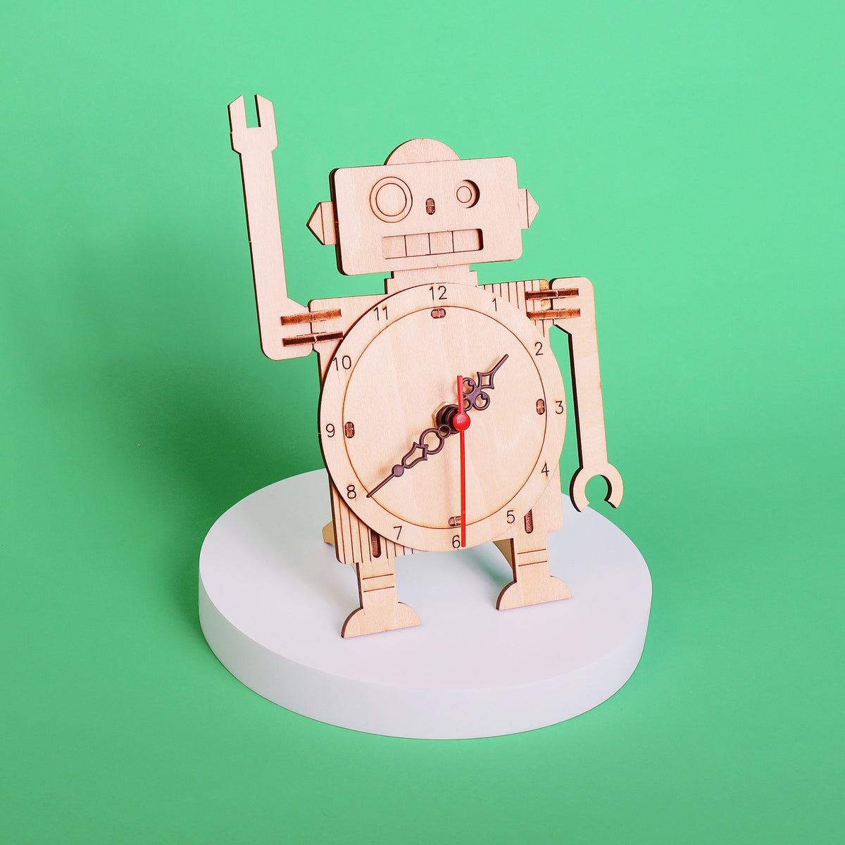 Kitsville Robot Clock DIY Kit – Wooden STEM Building Kit for Kids 6+
