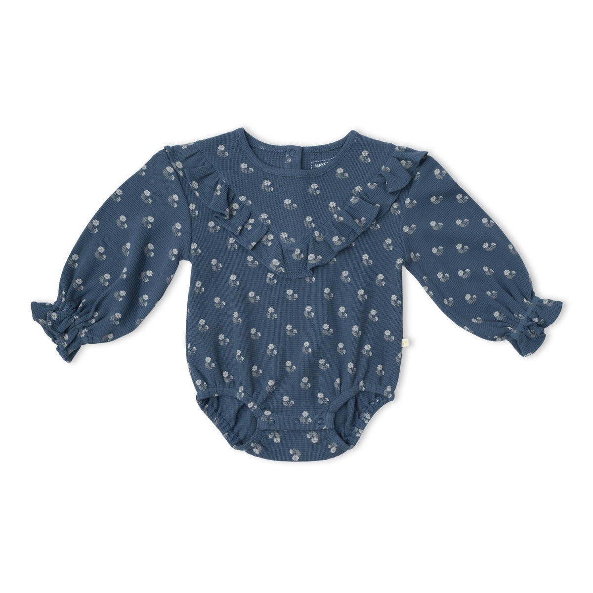 Organic Cotton Ruffle Bubble Romper for Babies – Indigo Blossom