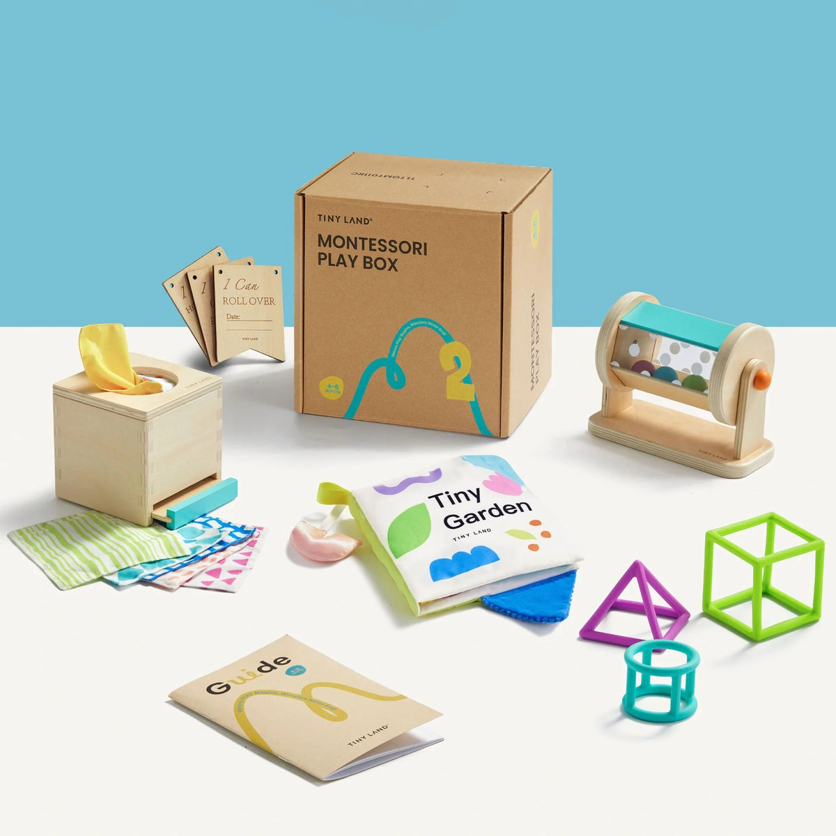 Tiny Land Brain & Hands Montessori Baby Playset – Toy Box (4–6 Months) + Activity Cube
