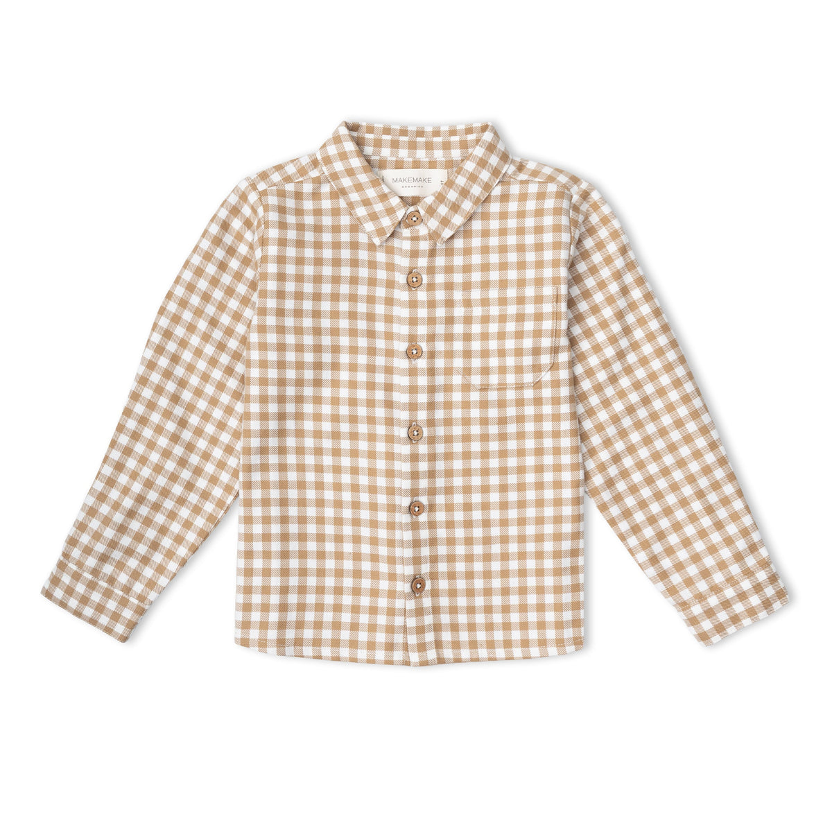 Organic Collared Long Sleeve Shirt for Toddlers – Oat Gingham