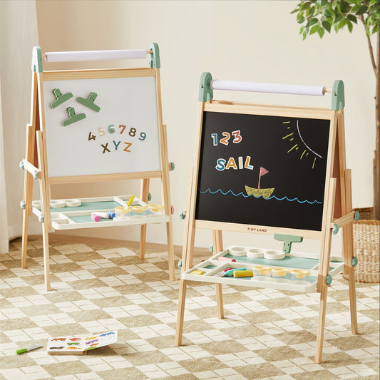 Tiny Land® Magnitales Wooden Easel for Kids - Green