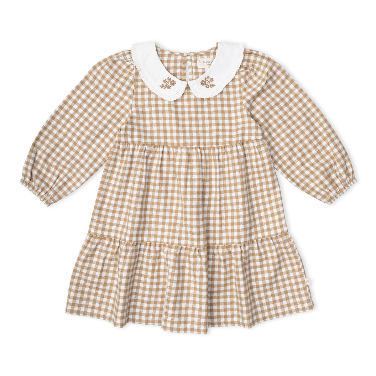 Organic Cotton Collar Tiered Dress for Babies & Toddlers – Oat Gingham