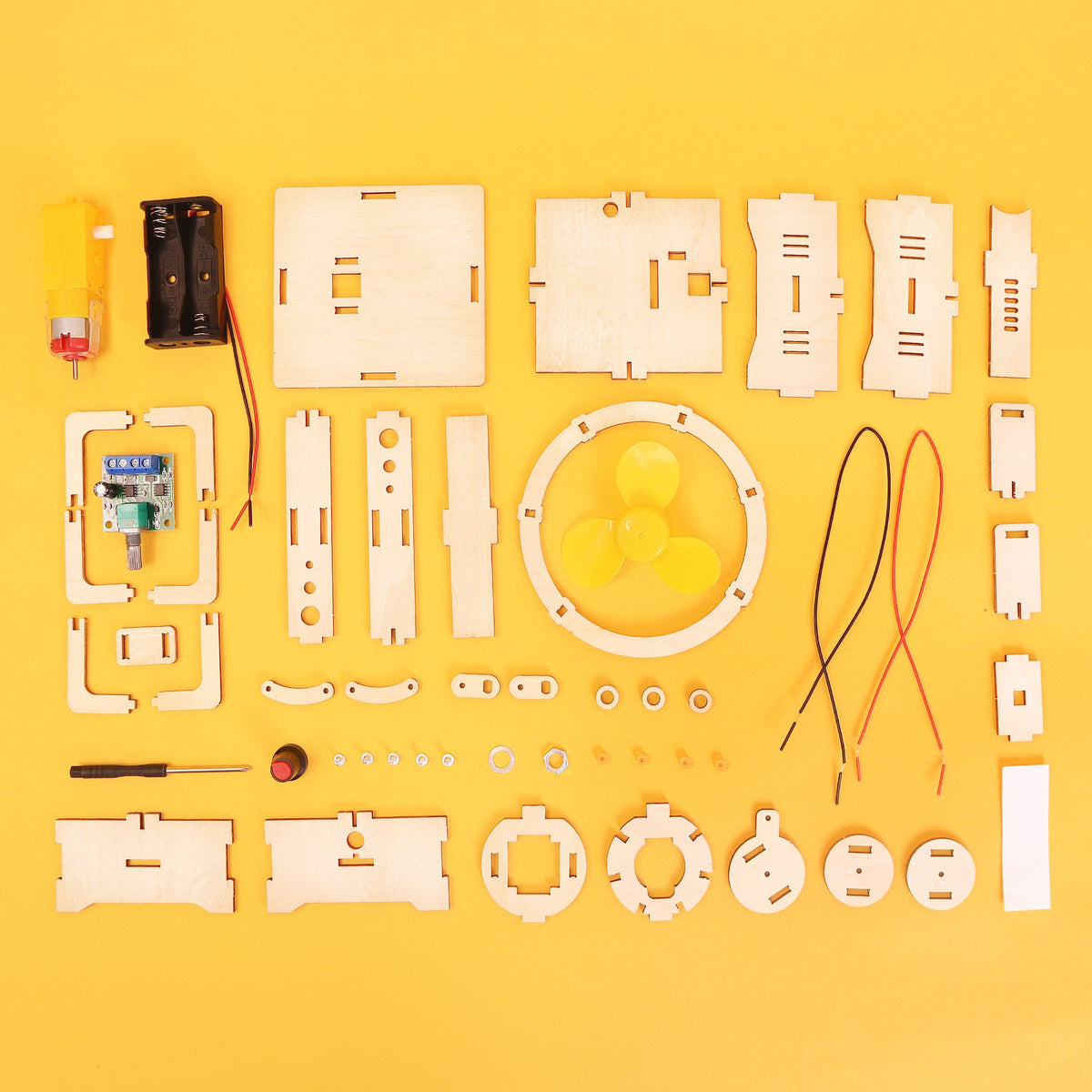 Kitsville Variable-Speed Oscillating Fan DIY Kit – Wooden STEM Building Kit for Kids