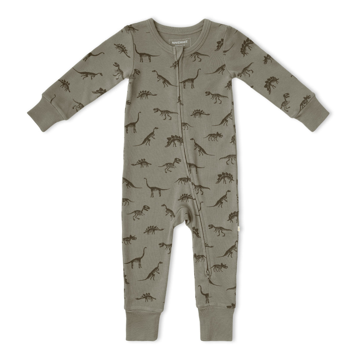 Organic Cotton 2-Way Zip Romper with Convertible Footies & Mittens for Babies – Dinos